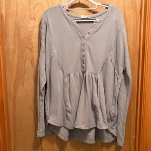Gray Button-Up Women's Top